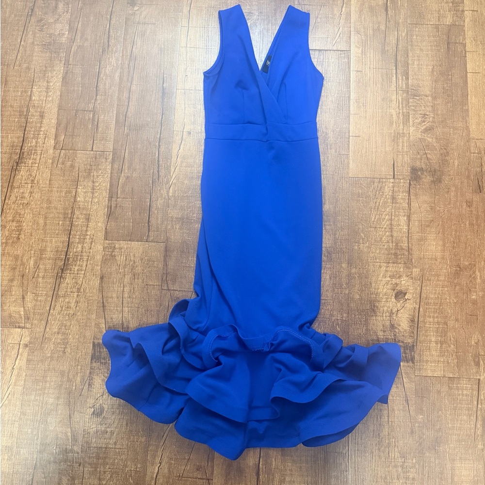 BEBE Royal Blue Ruffle Hem Midi Dress | Size Small - Picture 2 of 6